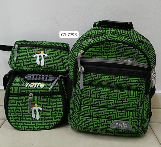 Combo Morral, Lonchera, cartuchera Para Niño (3 Piezas) C1-7793