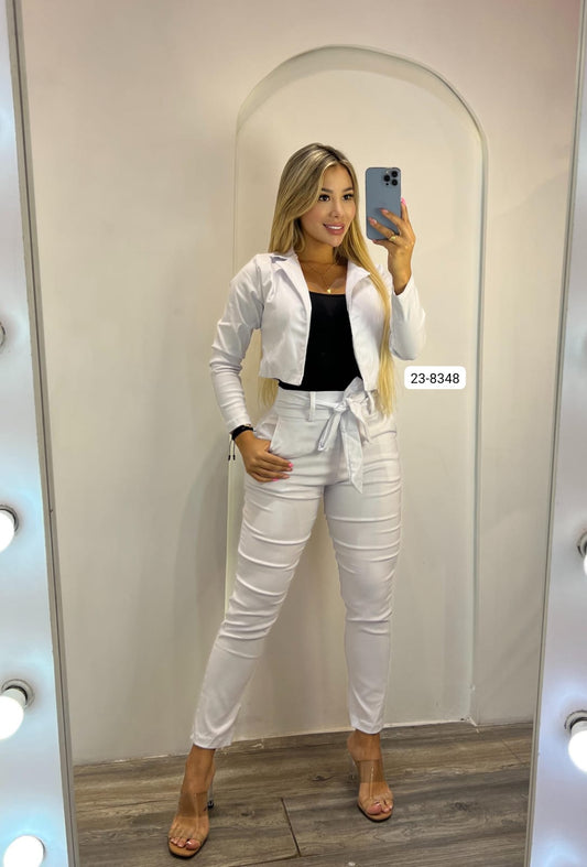 Combo Chaqueta, Pantalón, Cinturón Para Mujer (3 Piezas) 23-8348 (M)
