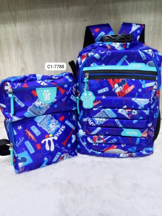 Combo Morral, Lonchera, cartuchera Para Niño (3 Piezas) C1-7788