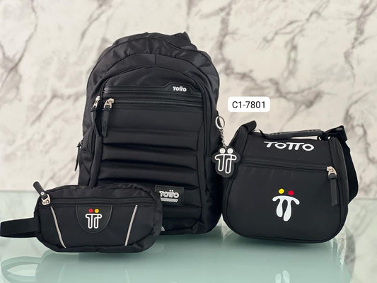 Combo Morral, Lonchera, cartuchera Unisex (3 Piezas) C1-7801