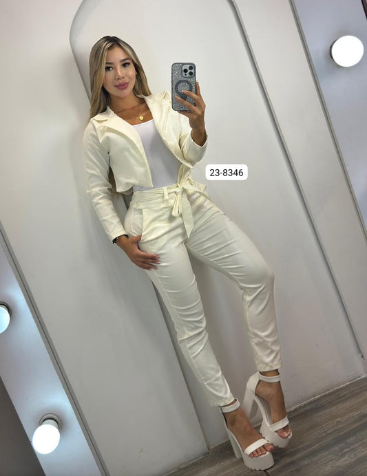 Combo Chaqueta, Pantalón, Cinturón Para Mujer (3 Piezas) 23-8346 (M)