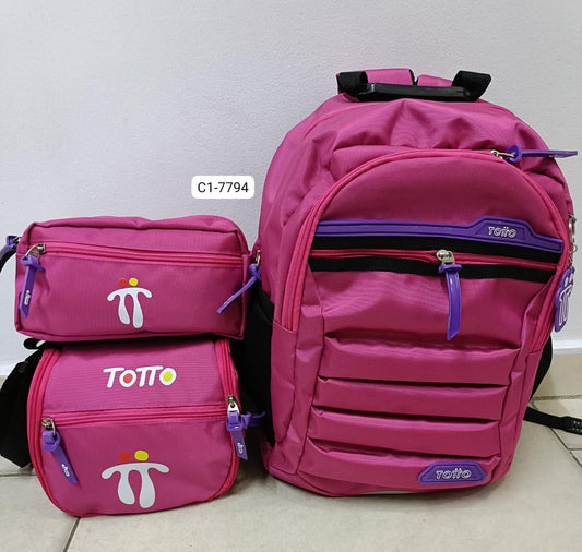 Combo Morral, Lonchera, cartuchera Para Niña (3 Piezas) C1-7794