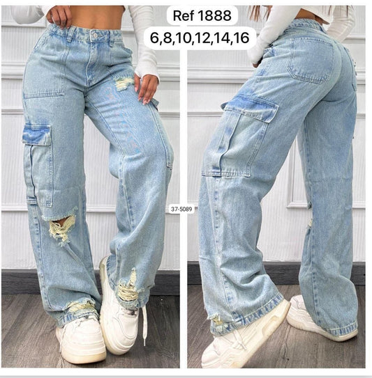 Jean Cargo Para Mujer 37-5089 (S)