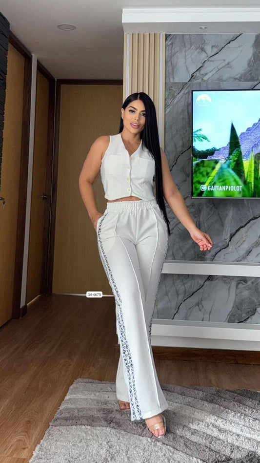 Set Pantalon Y Chaleco Para Mujer 34-4675 (S)