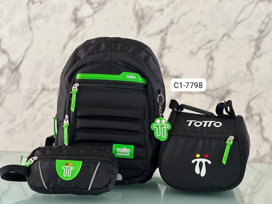 Combo Morral, Lonchera, cartuchera Para Niño (3 Piezas) C1-7798