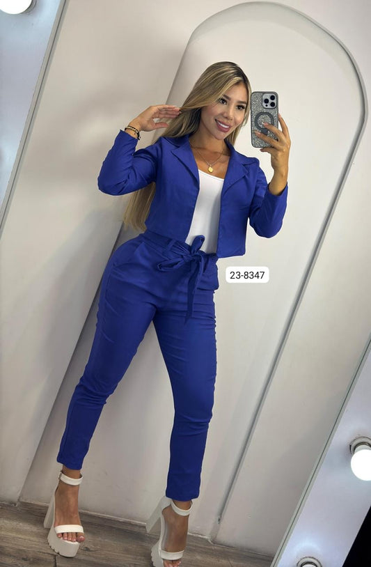 Combo Chaqueta, Pantalón, Cinturón Para Mujer (3 Piezas) 23-8347 (M)