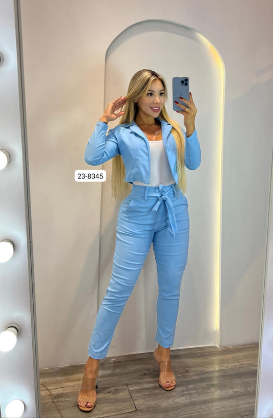 Combo Chaqueta, Pantalón, Cinturón Para Mujer (3 Piezas) 23-8345 (M)