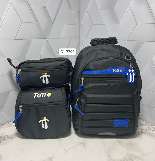 Combo Morral, Lonchera, cartuchera Para Niño (3 Piezas) C1-7799